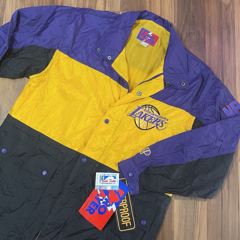 NWT Vintage Men’s M Pro Player Los Angeles Lakers Color-Block Shell Jacket WP‎